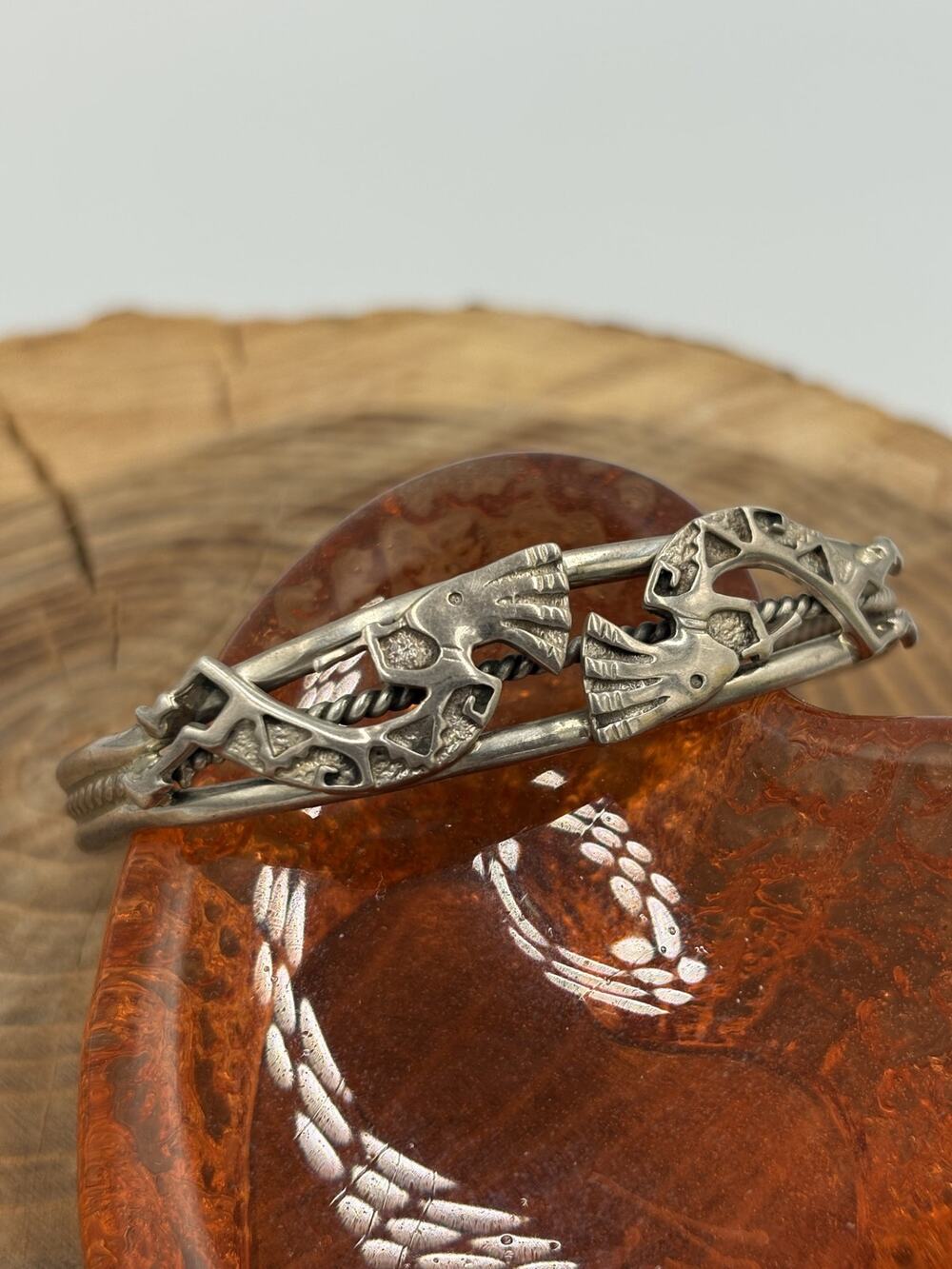 Vintage Sterling Silver Kokopelli Cuff Bracelet - Native American Style